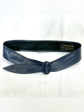Last$⏱️Navy Leather Belt with Oval Buckle